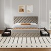 Frame with 4 Storage Drawers, Faux Leather Upholstered Platform Bed Frame, Adjustable Headboard, , No Box Spring Needed - 4 of 4