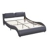 Queen Size Upholstered Faux Leather Platform Bed with LED Light - 4 of 4
