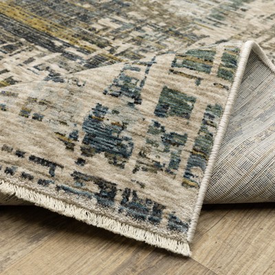 Hayden Blue and Gold Abstract Rectangular Area Rug 3'3" x 5'