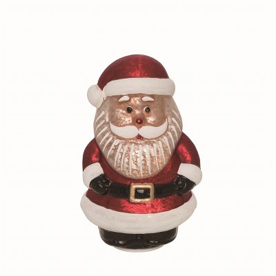 Transpac Glass Red Christmas Light Up Vintage Santa Decor