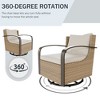 YARDSIGHT 3-Piece Patio Swivel Rocker Conversation Set with 2 Armchairs and 1 Wicker Side Table, Wood-Look Metal Tabletop and Olefin Cushions - 4 of 4