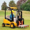 Qaba 12V Kids Ride on Forklift Car with Top, 360° Rotation Electric Ride On Excavator with Liftable Fork and Pallet, Music, Yellow - 3 of 4