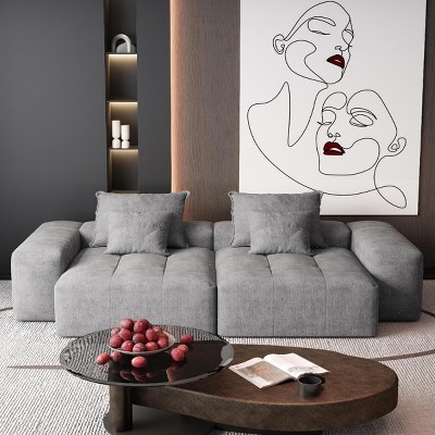 Modern Oversized Modular Sofa, 4PCS DIY Layout Sofa with Chaise Lounges, Tufted Sofa with Chenille Fabric Pillows-Baofuwish