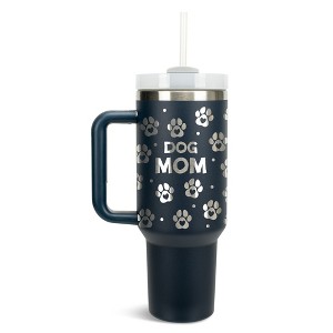 Elanze Designs Dog Mom Puppy Pawprints Hearts 40 oz. Stainless Steel, Large Water Bottle Coffee Mug, Spill & Leak Resistant, Thermal Travel Tumbler - 1 of 1