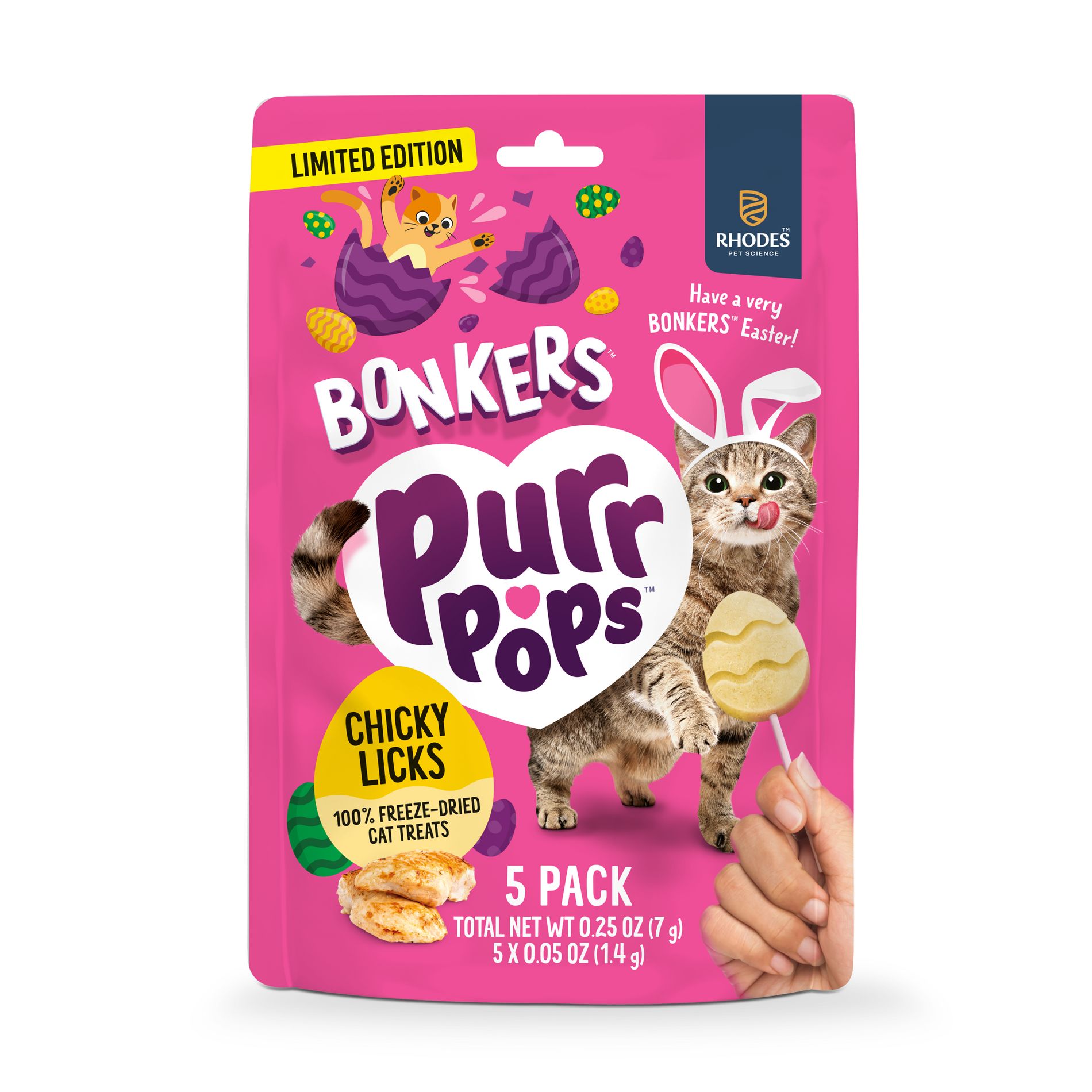 Bonkers Purrpops Easter Chicken Flavor Cat Treats - 5pk