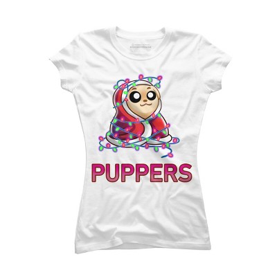 Junior's Design By Humans Comfy Christmas Pupper By Puppers T-Shirt