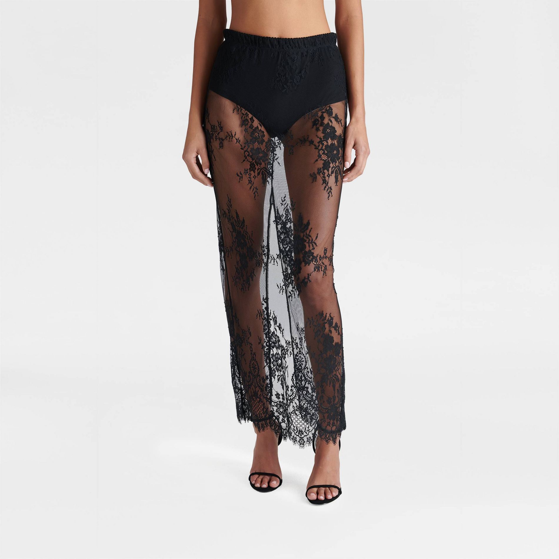 KBB by KAHLANA Women's 'The Illusion Lace Midi Skirt' - Black XL