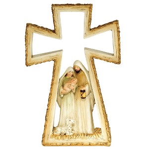 Dicksons Golden Brown Holy Family in Cross 8.5 x 5.5 Resin Decorative Tabletop Figurine - 1 of 2