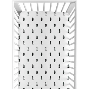 Sweet Jojo Designs Boy Baby Fitted Crib Sheet Bear Mountain Black and White - 1 of 4