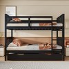 ModernLuxe Full over Full Bunk Bed with Twin Trundle & Ladder, Convertible to 2 Individual Beds, Espresso/Gray - 3 of 4