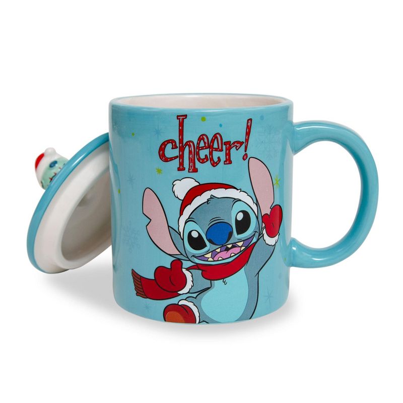 Silver Buffalo Disney Lilo & Stitch Holiday Cheer Ceramic Mug With Lid | Holds 18 Ounces, 2 of 7