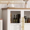 55" Large Buffet Sideboard Cabinet with 4 Glass Doors and Shelves, Modern Farmhouse Storage Cabinet Table for Kitchen - 4 of 4