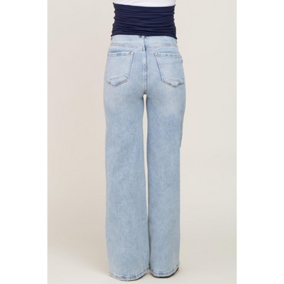 PinkBlush Light Blue Wide Leg Maternity Jeans - image 4