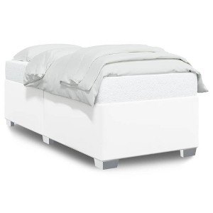 vidaXL Bed Frame without Mattress Upholstered Platform Base Bedroom Faux Leather - White Twin XL - 1 of 4