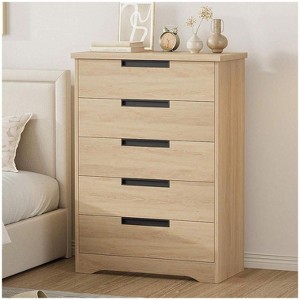 Nasitip Chest with Embedded Handles and 5 Drawer, Wooden Dresser Organizer for Living Room, Nursery, Hallway and Entryway - 1 of 4