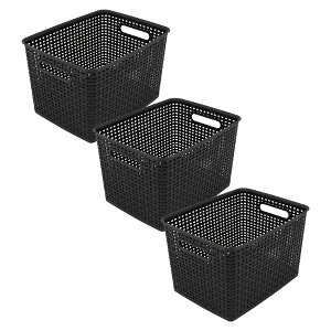 Thinkspace Plastic Weave Bin, Large, Black, Pack of 3 - 1 of 4