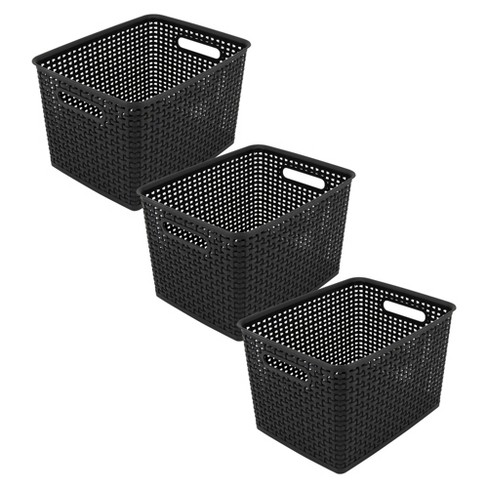 Thinkspace Plastic Weave Bin, Large, Black, Pack of 3 - image 1 of 4