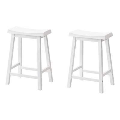 24" Saddle Seat Barstool White - EveryRoom: Solid Wood, Curved Design, Footrest