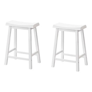 24" Saddle Seat Barstool White - EveryRoom: Solid Wood, Curved Design, Footrest - 1 of 4