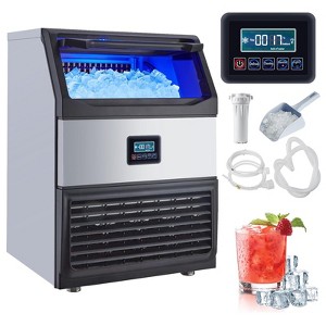 Commercial Ice Maker, Undercounter Ice Machine – 210LBS/24H with 55LBS Storage, Self-Cleaning, 90 Ice Cubes in 11-18Mins, Freestanding for Restaurant - 1 of 4