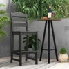 Tangkula Set Of 2 Patio HDPE Barstool Outdoor High Top Bar Chair w/Backrest & Footrest All-Weather Wood-Plastic Bar Height Chair Black - 3 of 4