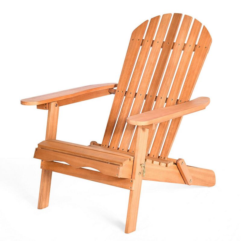 Costway 4 PCS Eucalyptus Adirondack Chair Foldable Outdoor Wood Lounger Chair Natural, 4 of 13