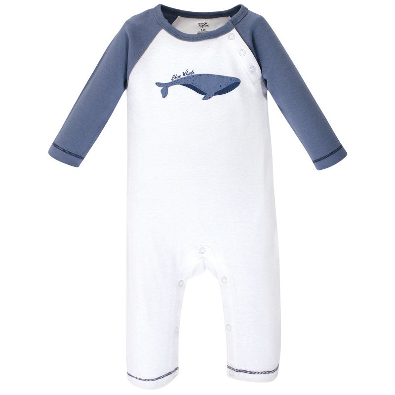 Touched by Nature Baby Organic Cotton Coveralls 3pk, Blue Whale, 5 of 6