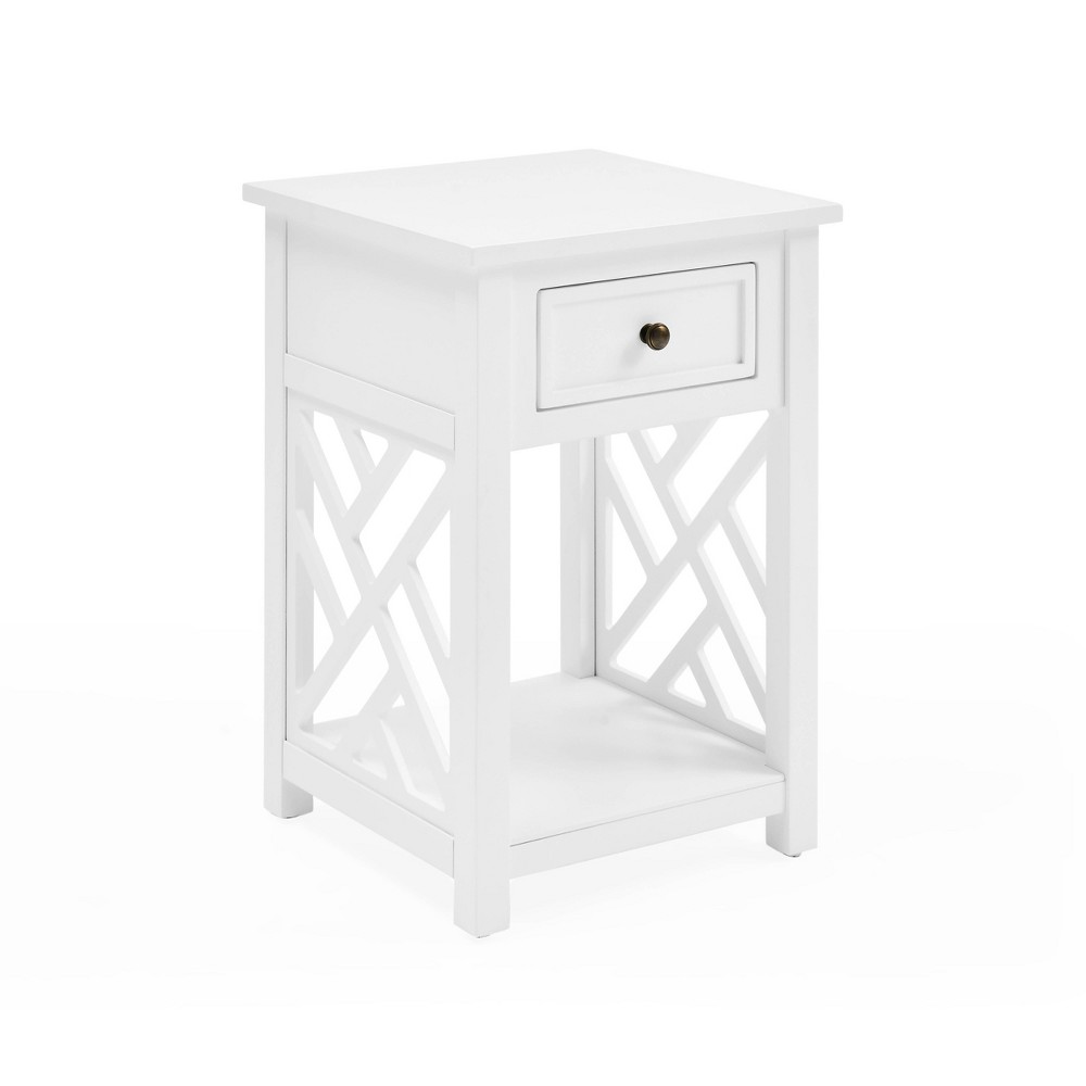 Photos - Coffee Table Middlebury Wood End Table with Drawer White - Alaterre Furniture