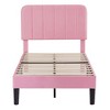 VECELO Velvet Upholstered Platform Bed Frame with Adjustable Headboard, Sturdy Wood Slat Support, No Box Spring Required - 4 of 4