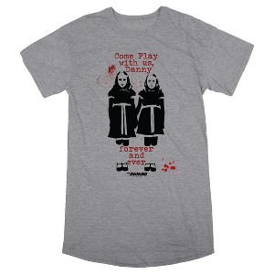 The Shining Twins Come Play With Us Crew Neck Short Sleeve Gray Heather Women's Night Shirt - 1 of 2