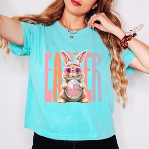 Easter Bunny Disco Ball - Women's Boxy Crop Top Graphic T-Shirt - 1 of 4