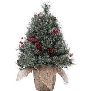 Acekool 24-Inch Snow-Touched Tabletop Tree: Ready-to-Glow Seasonal Display - 1 of 4