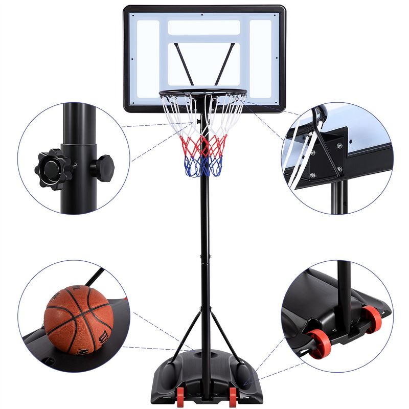 Yaheetech 7.2-9.2ft Height-Adjustable Basketball Hoop System Black, 4 of 9