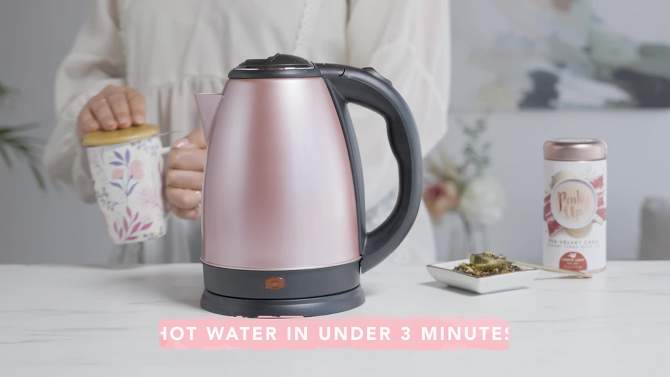 Pinky Up Parker Electric Tea Kettle - Cordless Kettle Stainless Steel Hot Water Boiler in Rose Gold - 56oz Set of 1, 2 of 11, play video