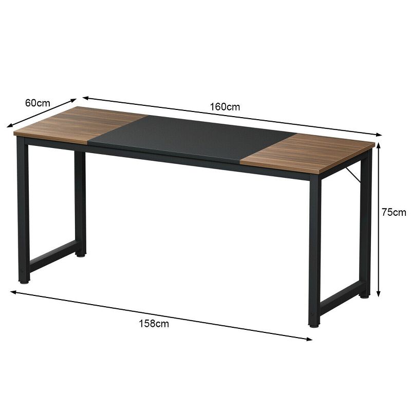 Costway 63'' Dining Table Rectangular Two-Tone Kitchen Table For 6 People w/ Metal Frame, 3 of 11