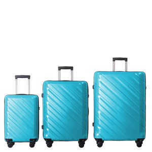FURNIinspire Bag And Luggage Sets 3 Piece Textured Travel Luggage, Hard Suitcase Set with Wheels, Scratch-Resistant, Peacock Blue, 21.65"*13.19"*31.1" - 1 of 4