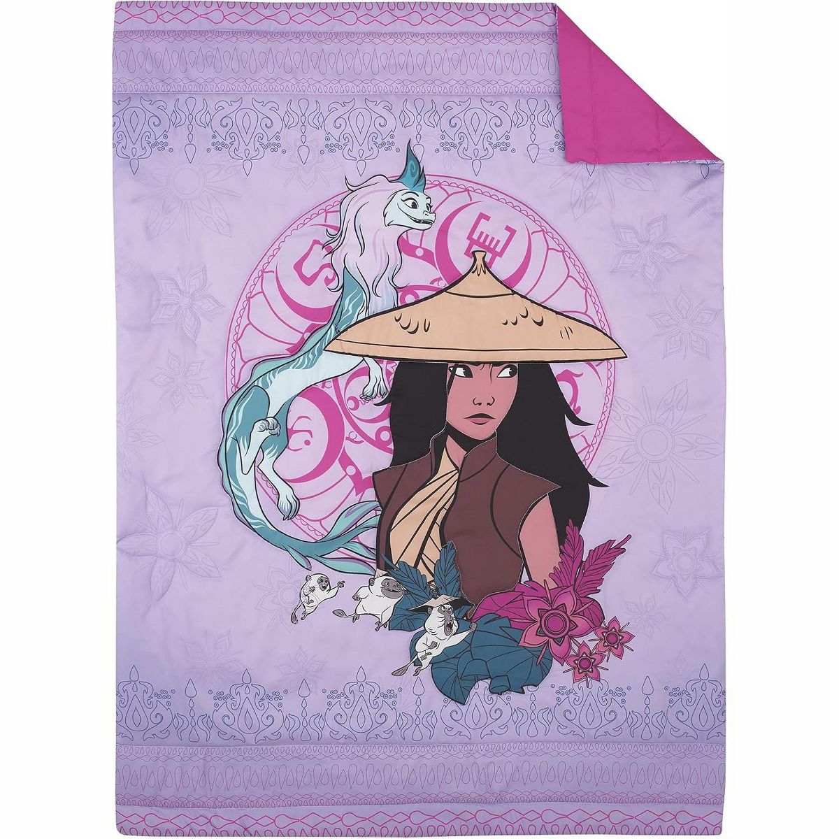 Disney Raya and the Last Dragon 4-Piece Toddler Bedding Set, Comforter, Fitted Sheet, Flat Sheet & Pillowcase, Purple - thumbnail 4