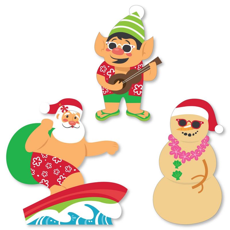 Big Dot of Happiness Tropical Christmas - DIY Shaped Beach Santa Holiday Party Cut-Outs - 24 Count, 1 of 6