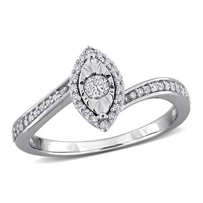 EVERLY JEWELRY | Sterling Silver 1/4 CT TW Diamond Halo Twist Ring