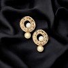 Slickblue Women's Drop Earrings, Chain and Pearl Design, Lightweight Feel, Classic Look, Gold Color, 1" - 3 of 3