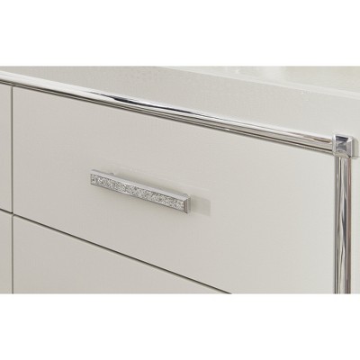 Silver Faux Gator 2-Drawer Nightstand with Chrome Details