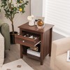 Costway Nightstand Bedside Table with Drawer & Open Shelf for Living Room Bedroom Walnut/Brown - 2 of 4