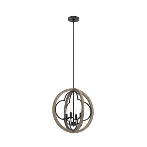 Hunter Fans 19" Gablecrest Pendant Light French Oak Finish - Elegant Quatrefoil Design for Dining Room or Kitchen Island - 1 of 4