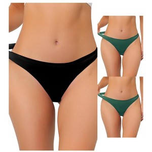 Allegra K Women's Unlined Satin Invisible Bikini Comfortable No-Show Thongs Multicolored - 1 of 4