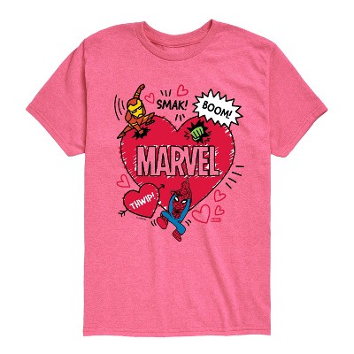 Boys' - Marvel - Valentine Heart Scribble Short Sleeve Graphic T-Shirt