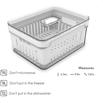 OU Fridge Organizer Bins with Vented Lid, Clear Stackable Refrigerator Storage Container, Produce Kitchen Storage Bin, BPA Free, 4 Pack — фото 5