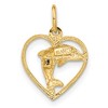 Black Bow Jewelry 14k Yellow Gold 13mm Dolphin and Heart Charm - 3 of 4