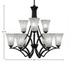 Toltec Lighting Zilo 9 - Light Chandelier in  Dark Granite with 5.5" Fluted Italian Ice Shade - 2 of 2
