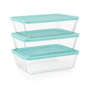 Pyrex Simply Store 6pc Glass Rectangular Food Storage Container (3 dishes, 3 lids) Set - 1 of 4