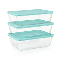 Pyrex Simply Store 6pc Glass Rectangular Food Storage Container (3 dishes, 3 lids) Set